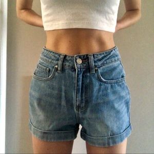 PacSun Womens Medium Wash Blue Denim Mom Shorts